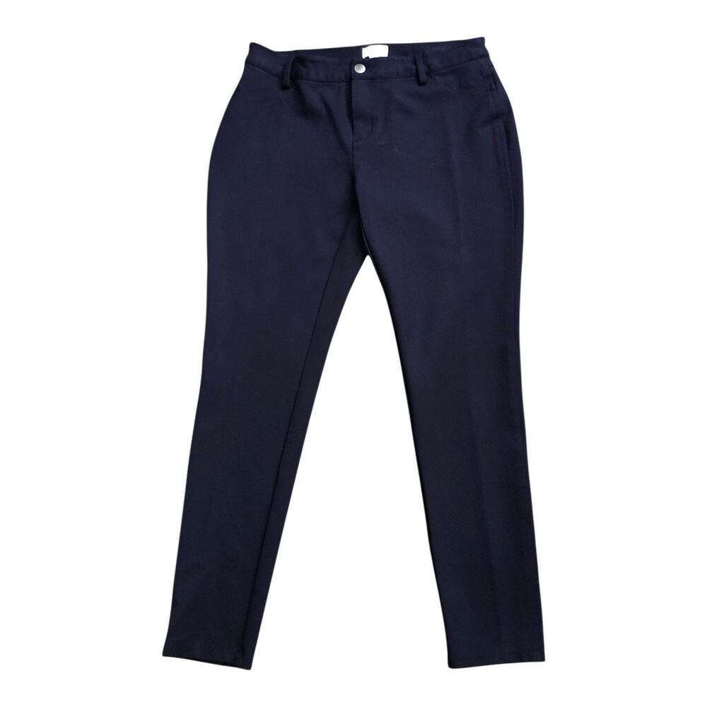 Crown & Ivy Ponte Skinny Pants Womens 6 Navy Blue Stretch Ankle 27" Inseam